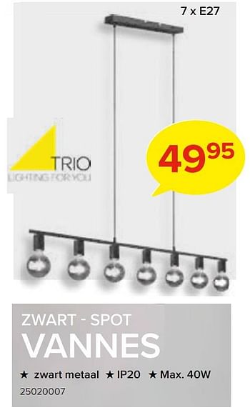 Promoties Zwart - spot vannes 7 x e27 - Trio - Geldig van 02/10/2022 tot 23/10/2022 bij Euro Shop