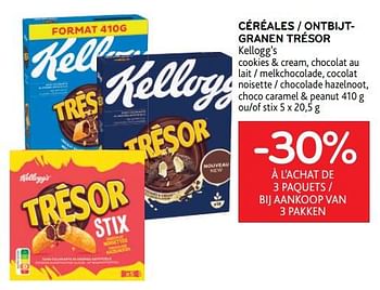 Promotions Céréales kellogg’s -30% à l’achat de 3 paquets - Kellogg's - Valide de 05/10/2022 à 18/10/2022 chez Alvo