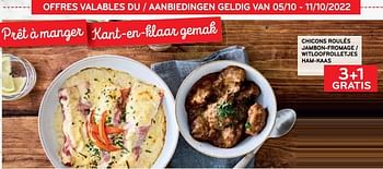 Promoties Chicons roulés jambon-fromage 3+1 gratis - Huismerk - Alvo - Geldig van 05/10/2022 tot 11/10/2022 bij Alvo