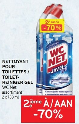 Promoties Nettoyant pour toilettes wc net 2ième à-70% - WC Net - Geldig van 05/10/2022 tot 18/10/2022 bij Alvo