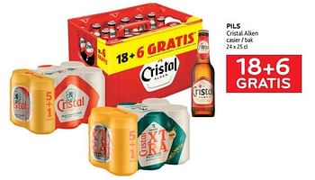 Promotions Pils cristal alken 18+6 gratis - Cristal - Valide de 05/10/2022 à 18/10/2022 chez Alvo