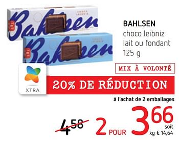 Promotions Bahlsen choco leibniz lait ou fondant - Bahlsen - Valide de 06/10/2022 à 19/10/2022 chez Spar (Colruytgroup)
