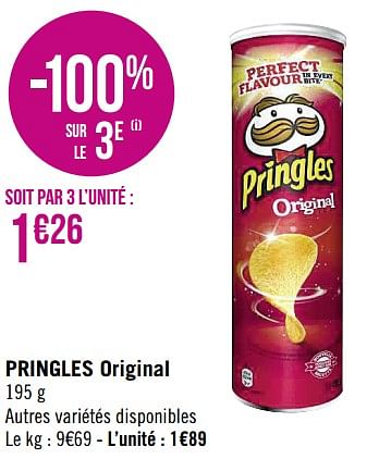 Promoties Pringles original - Pringles - Geldig van 26/09/2022 tot 09/10/2022 bij Super Casino