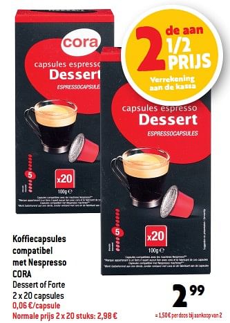 Promoties Koffiecapsules compatibel met nespresso cora - Huismerk - Louis Delhaize - Geldig van 28/09/2022 tot 04/10/2022 bij Louis Delhaize