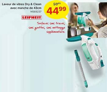 Promotions Leifheit laveur de vitres dry + clean avec manche - Leifheit - Valide de 02/10/2022 à 23/10/2022 chez Euro Shop