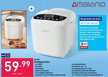 Promoties Ambiano broodbakmachine - Ambiano - Geldig van 05/10/2022 tot 14/10/2022 bij Aldi