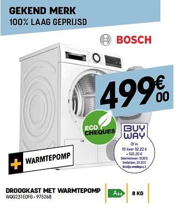 Promoties Bosch droogkast met warmtepomp wqg231e0fg - Bosch - Geldig van 29/09/2022 tot 15/10/2022 bij Electro Depot