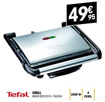 Promoties Tefal grill inicio gc241d12 - Tefal - Geldig van 29/09/2022 tot 15/10/2022 bij Electro Depot