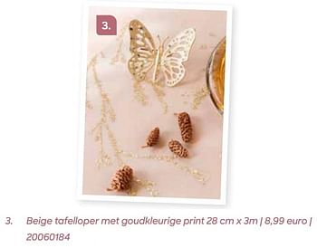Promotions Beige tafelloper met goudkleurige print - Produit Maison - Ava - Valide de 01/10/2022 à 31/12/2022 chez Ava