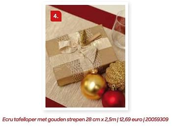 Promoties Ecru tafelloper met gouden strepen - Huismerk - Ava - Geldig van 01/10/2022 tot 31/12/2022 bij Ava