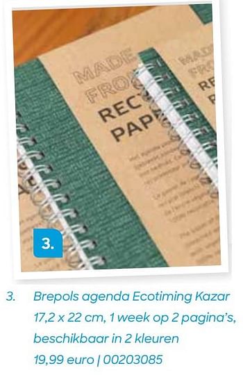 Promoties Brepols agenda ecotiming kazar - Brepols - Geldig van 01/10/2022 tot 31/12/2022 bij Ava