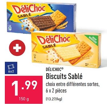 Promotions Biscuits sablé - Délichoc - Valide de 07/10/2022 à 14/10/2022 chez Aldi