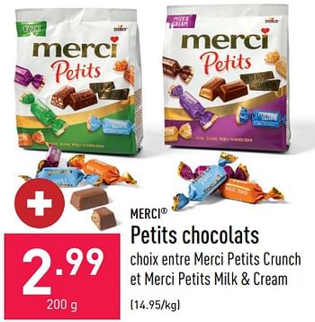 Promotions Petits chocolats - MERCI - Valide de 07/10/2022 à 14/10/2022 chez Aldi