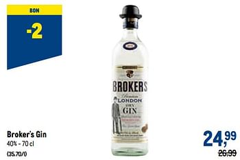 Promoties Broker`s gin - Broker's - Geldig van 05/10/2022 tot 18/10/2022 bij Makro