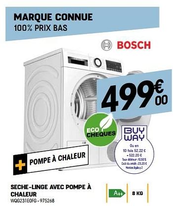 Promotions Bosch seche-linge avec pompe à chaleur wqg231e0fg - Bosch - Valide de 29/09/2022 à 15/10/2022 chez Electro Depot