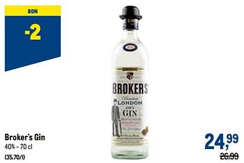 Promoties Broker`s gin - Broker's - Geldig van 05/10/2022 tot 18/10/2022 bij Makro