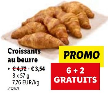 Promotions Croissants au beurre - Produit maison - Lidl - Valide de 10/10/2022 à 15/10/2022 chez Lidl