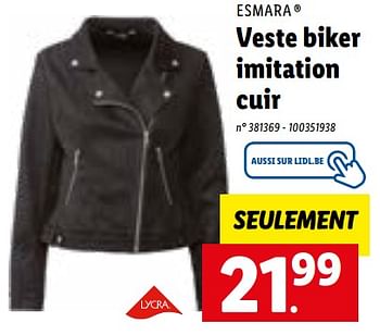 Promotions Veste biker imitation cuir - Esmara - Valide de 10/10/2022 à 15/10/2022 chez Lidl