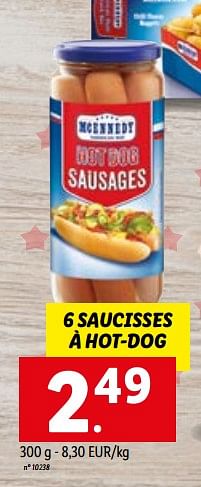 Promotions Saucisses à hot-dog - Mcennedy - Valide de 10/10/2022 à 15/10/2022 chez Lidl