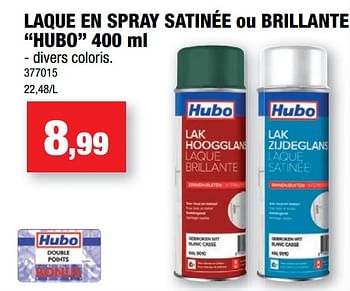 Promotions Laque en spray satinée ou brillante hubo - Produit maison - Hubo  - Valide de 28/09/2022 à 09/10/2022 chez Hubo