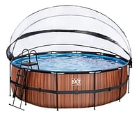 EXIT zwembad met overkapping en warmtepomp Ø 4,5 x H 1,22 m Wood-Exit