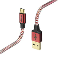 Laad/Synchrokabel Reflected micro USB 1.5m rood .-Hama