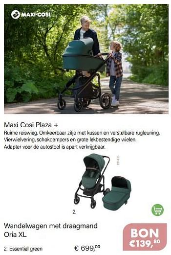 Promoties Wandelwagen met draagmand oria xl essential green - Maxi-cosi - Geldig van 01/10/2022 tot 31/10/2022 bij Multi Bazar