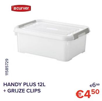 Promoties Curver handy plus 12l + grijze clips - Curver - Geldig van 01/10/2022 tot 31/10/2022 bij Euro Shop