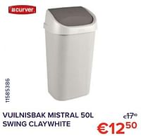 Vuilnisbak mistral 50l swing claywhite-Curver