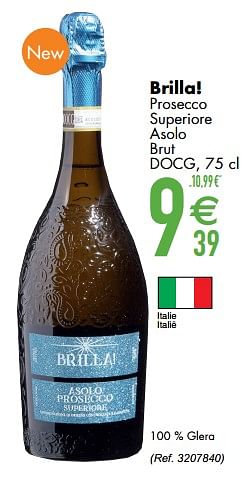 Schuimwijnen Brilla prosecco superiore asolo brut docg Promotie