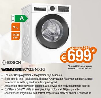 Promotions Bosch wasmachine bowgg24405fg - Bosch - Valide de 01/10/2022 à 31/10/2022 chez Expert