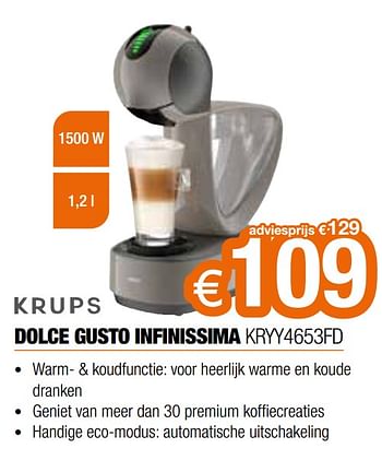 Promoties Krups dolce gusto infinissima kryy4653fd - Krups - Geldig van 01/10/2022 tot 31/10/2022 bij Expert