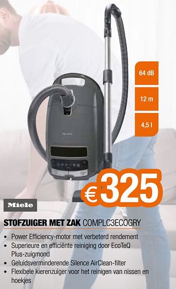 Promoties Miele stofzuiger met zak complc3ecogry - Miele - Geldig van 01/10/2022 tot 31/10/2022 bij Expert