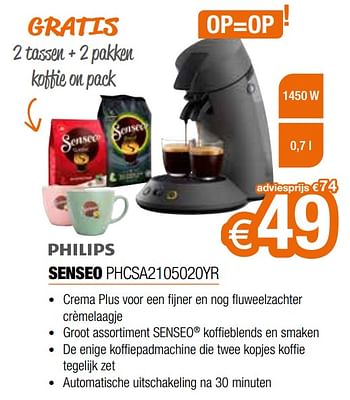 Promoties Philips senseo phcsa2105020yr - Philips - Geldig van 01/10/2022 tot 31/10/2022 bij Expert