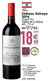 Château kefraya 2016 grand vin vallée de la bekaa-Rode wijnen