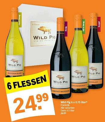 Promotions Wild pig - Vins blancs - Valide de 03/10/2022 à 09/10/2022 chez Albert Heijn