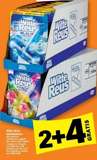 Promotions Witte reus toiletblokken blauw actief hygiëne - Witte reus - Valide de 03/10/2022 à 09/10/2022 chez Albert Heijn