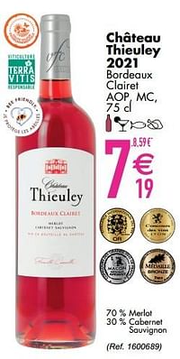 Château thieuley 2021 bordeaux clairet-Rosé wijnen