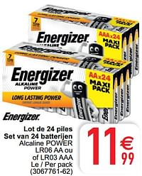 Lot de 24 piles set van 24 batterijen alcaline power lr06 aa ou of lr03 aaa-Energizer