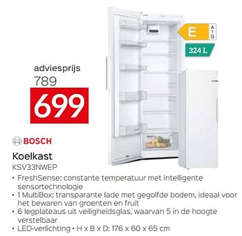 Promoties Bosch koelkast ksv33nwep - Bosch - Geldig van 01/10/2022 tot 31/10/2022 bij Selexion