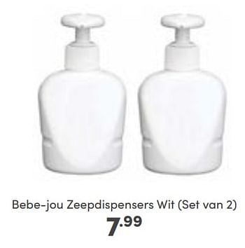 Promotions Bebe-jou zeepdispensers wit set van 2 - Bebe-jou - Valide de 02/10/2022 à 08/10/2022 chez Baby & Tiener Megastore