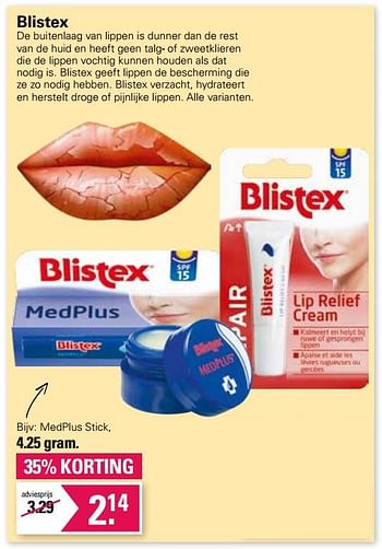 Promoties Blistex medplus stick - Blistex - Geldig van 21/09/2022 tot 09/10/2022 bij De Online Drogist