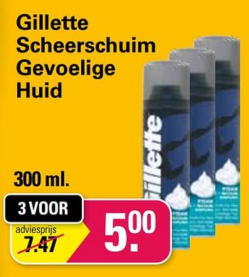 Promoties Gillette scheerschuim gevoelige huid - Gillette - Geldig van 21/09/2022 tot 09/10/2022 bij De Online Drogist