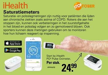 Promoties Ihealth saturatiemeters start by ihealth po² pulse oximeter - Ihealth - Geldig van 21/09/2022 tot 09/10/2022 bij De Online Drogist