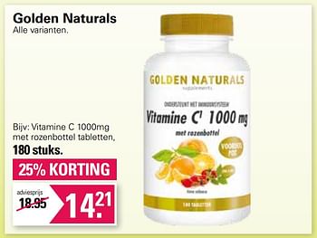 Promoties Vitamine c 1000mg met rozenbottel tabletten - Naturals - Geldig van 21/09/2022 tot 09/10/2022 bij De Online Drogist