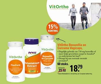 Promoties Vitortho boswellia en curcuma vegicaps - VitOrtho - Geldig van 21/09/2022 tot 09/10/2022 bij De Online Drogist