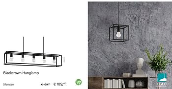 Promoties Blackcrown hanglamp 5 lampen - Eglo - Geldig van 01/10/2022 tot 30/11/2022 bij Multi Bazar