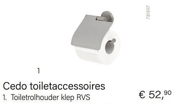 Promoties Cedo toiletaccessoires toiletrolhouder klep rvs - Huismerk - Multi Bazar - Geldig van 01/10/2022 tot 30/11/2022 bij Multi Bazar
