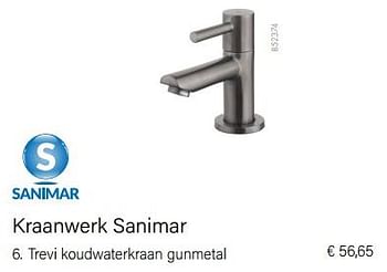 Promoties Kraanwerk sanimar trevi koudwaterkraan gunmetal - Sanimar - Geldig van 01/10/2022 tot 30/11/2022 bij Multi Bazar