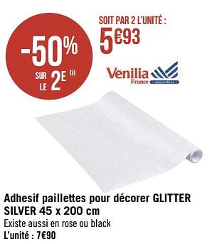 Promotions Adhesif paillettes pour décorer glitter silver - VENILIA  - Valide de 03/10/2022 à 30/10/2022 chez Géant Casino